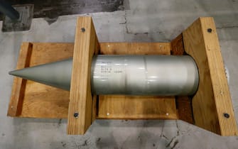 OAK RIDGE, TENNESSEE, MONDAY, JULY 21, 2014 - The forward section of the B61 nuclear bomb on display as a museum piece at the Y-12 National Security Complex.  (Robert Gauthier/Los Angeles Times)
