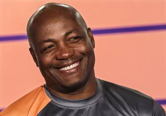 epa07927004 Former West Indies cricketer Brian Lara smiles during the pesentation of the Road Safety World Series T20 cricket tournament in Mumbai, India, 17 October 2019. The tournament is scheduled to be held in India from 02 February until 16 February 2020.  EPA/DIVYAKANT SOLANKI