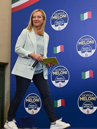 Giorgia Meloni at the headquarters of the Brothers of Italy (Fratelli d'Italia) in Rome, Italy, 26 September 2022.  ANSA/ETTORE FERRARI