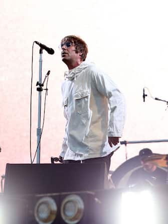KNEBWORTH, ENGLAND - JUNE 03: Liam Gallagher performs at Knebworth Park on June 03, 2022 in Knebworth, England. (Photo by Harry Herd/Redferns)