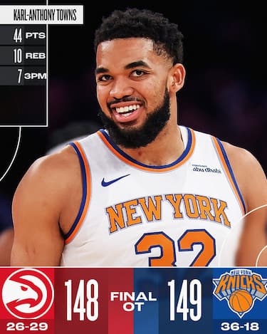 NEW YORK KNICKS-ATLANTA HAWKS 149-148 (OT)
