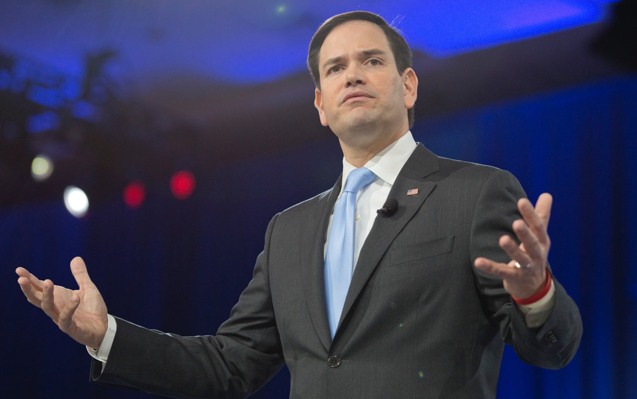 Republican presidential candidate Marco Rubio speaks at the 43rd Annual Conservative Political Action Conference (CPAC) at the Gaylord National Resort & Convention Center in National Harbor, Maryland, USA, 05 March 2016. Republican presidential candidates Ted Cruz and John Kasich spoke earlier in the week. Photo: Ron Sachs/CNP 

- NO WIRE SERVICE -