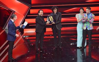 SANREMO, ITALY - MARCH 06:  Ermal Meta is seen on stage during the 71th Sanremo Music Festival 2021 at Teatro Ariston on March 06, 2021 in Sanremo, Italy. (Photo by Jacopo M. Raule/Getty Images)