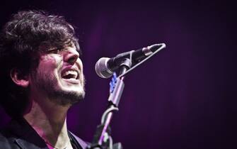 MILAN, ITALY - FEBRUARY 11: Ermal Meta of La Fame Di Camilla performs at Mediolanum Forum of Assago on February 11, 2012 in Milan, Italy. (Photo by Sergione Infuso/Corbis via Getty Images)