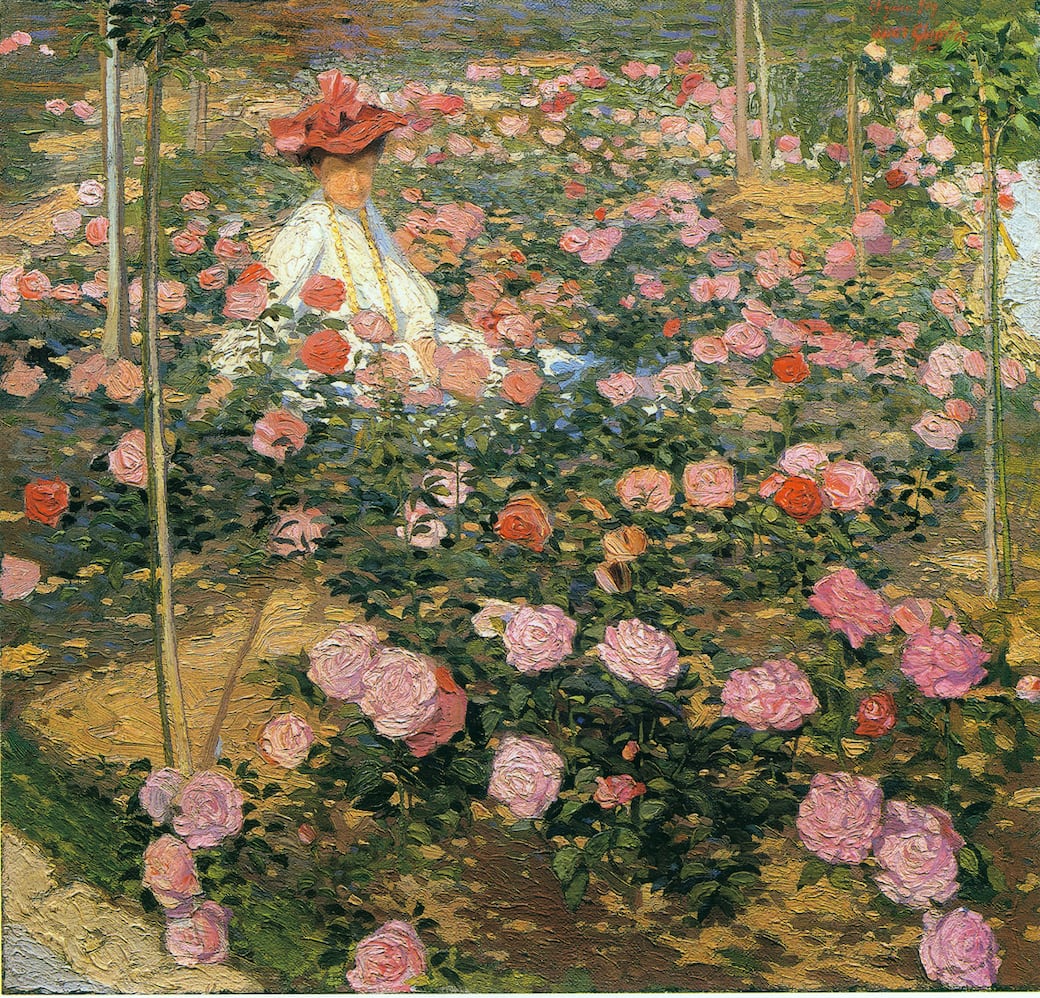 Oscar Ghiglia, La signora Ojetti nel roseto, 1907, olio su tela. Courtesy Società di Belle Arti, Viareggio