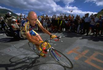 19 Jul 1997:   Marco Pantani of Italy and team Mercatone Uno in action during Stage 13 of the Tour de France between St Etienne and L''Alpe d''Huez. Pantani won the stage in a time of 5:02.42. \ Mandatory Credit: Mike Powell /Allsport