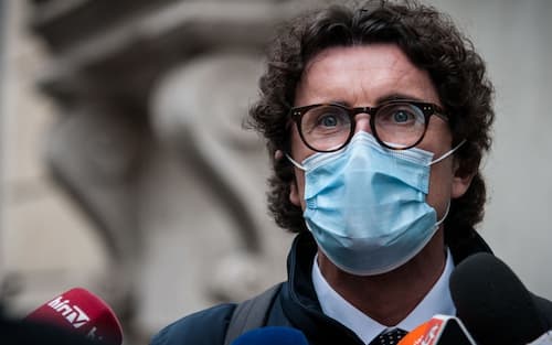 Former minister for Transports Danilo Toninelli of Movimento 5 Stelle during the confidence vote at the Senate on Mario Draghi's Government, in Rome, Italy, on February 17, 2021. (Photo by Andrea Ronchini/NurPhoto via Getty Images)