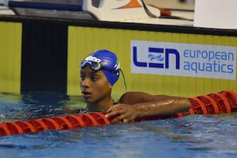 ROMANIA: LEN European Junior Swimming Championships Sara Curtis of Italy competes during the 50m Freestyle Women heat of the LEN European Junior Swimming Championships, Wednesday 6 July 2022. Credit: Alex Nicodim Imago Images PUBLICATIONxNOTxINxROM Copyright: xAlexxNicodimx