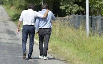 I fratelli Delon Anthony and Fabien Alain Delon arrive at their father's property to attend a private funeral ceremony of late French actor Alain Delon La Brulerie in Douchy,
Douchy, FRANCE -24/08/2024//GELYPATRICK_10623/Credit:PATRICK GELY/SIPA/2408241405