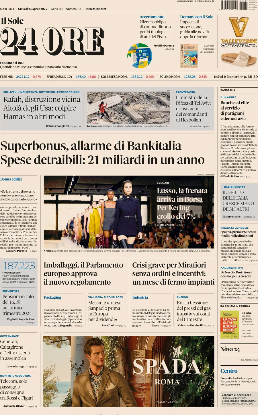 Le prime pagine dei quotidiani di oggi 25 aprile: la rassegna stampa di ...