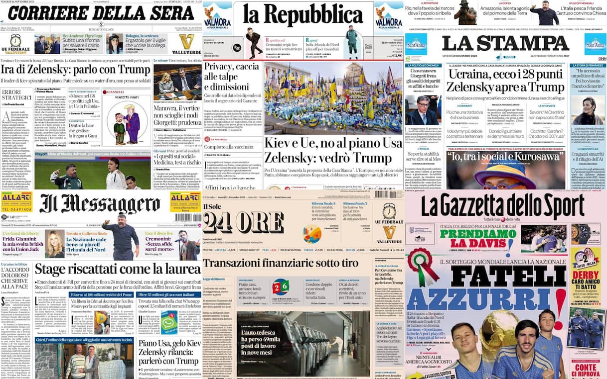 Le prime pagine dei quotidiani di oggi 21 novembre: la rassegna stampa
