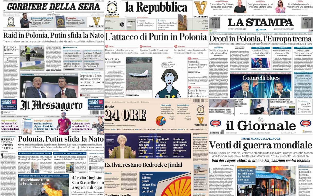Le prime pagine dei quotidiani di oggi 11 settembre: la rassegna stampa Le prime pagine dei quotidiani di oggi 11 settembre: la rassegna stampa