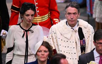 Sarah Rose Hanbury and David Cholmondeley, 7th Marquess of Cholmondeley, at the Coronation of King Charles III at Westminster Abbey, London, on 06 May 2023.,Image: 774202212, License: Rights-managed, Restrictions: , Model Release: no, Credit line: James Veysey/Shutterstock / Avalon