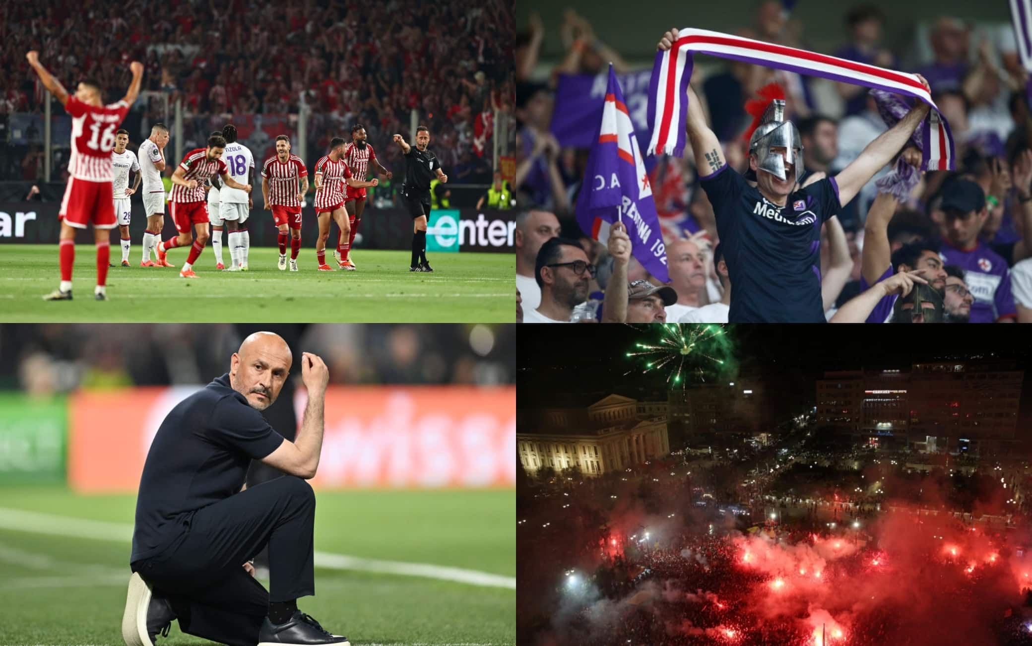 La festa Olympiacos, i tifosi viola ad Atene e al Franchi, la tensione e le lacrime