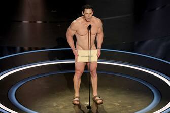 HOLLYWOOD, CALIFORNIA - MARCH 10: John Cena speaks onstage during the 96th Annual Academy Awards at Dolby Theatre on March 10, 2024 in Hollywood, California. (Photo by Kevin Winter/Getty Images)