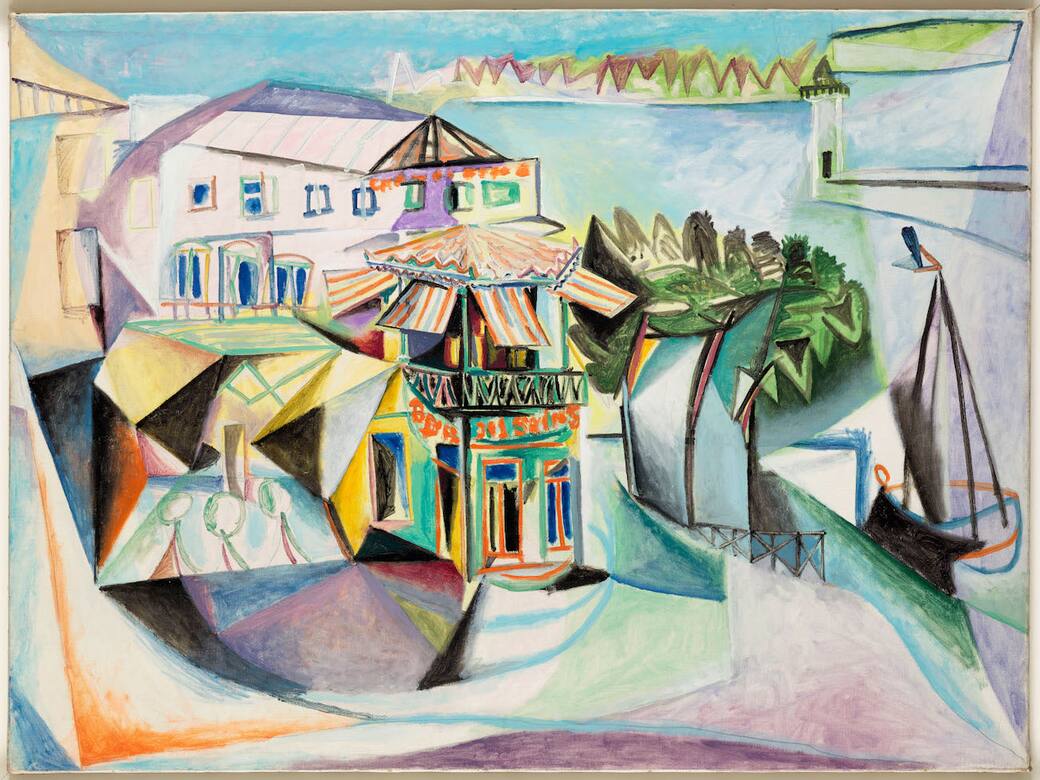 Pablo Picasso, Café at Royan. Oil on canvas, 97×130cm. Musée national Picasso-Paris. Dation Pablo Picasso, 1979. MP187 © GrandPalaisRmn (musée national Picasso-Paris) / Mathieu Rabeau © Succession Pablo Picasso, VEGAP, Madrid, 2025