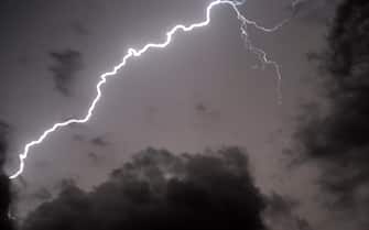 Lightning bolt during a lightning storm