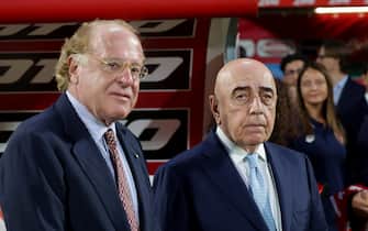 AC Milan's Chairman Paolo Scaroni with AC Monza's A.D. Adriano Galliani prior to  the “Silvio Berlusconi” Trophy soccer match between AC Monza and AC Milan at U-Power Stadium in Monza, Italy, 8 August 2023. ANSA /  ROBERTO BREGANI