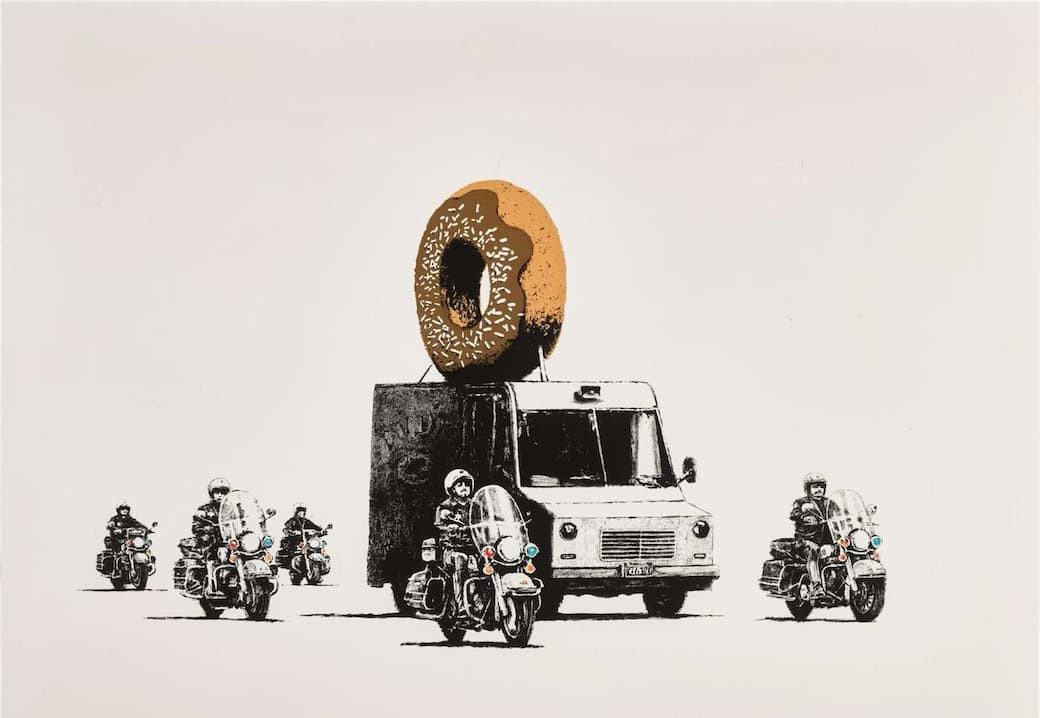 Banksy, Donuts Chocolate, 2009. Serigrafia firmata. Pop House Gallery