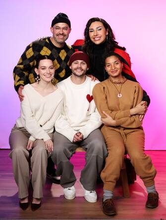 PARK CITY, UTAH - JANUARY 20: (L-R) Victoria Pedretti, Esteban Arango, Dylan O’Brien, River Gallo and Indya Moore visit the IMDb Portrait Studio at Acura House of Energy on Location at Sundance 2024 on January 20, 2024 in Park City, Utah. (Photo by Monica Schipper/Getty Images for IMDb)