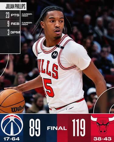 CHICAGO BULLS-WASHINGTON WIZARDS 119-89