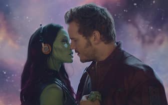 Marvel's Guardians Of The Galaxy

L to R: Gamora (Zoe Saldana) and Star-Lord/Peter Quill (Chris Pratt)

Ph: Film Frame

©Marvel 2014