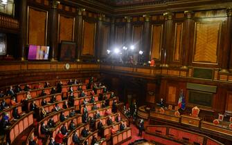 Palazzo Madama, Senato, Roma, Italy, November 25, 2021, The hall of the Senate  during  "No to violence, the cry of women". The event wanted by President Casellati on the occasion of the Day against violence against women. - News
