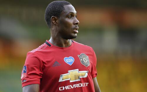 epa08513029 Odion Ighalo of Manchester United reacts during the English FA Cup quarter final soccer match between Norwich City and Manchester United in Norwich, Britain, 27 June 2020.  EPA/Joe Giddens/NMC/Pool EDITORIAL USE ONLY. No use with unauthorized audio, video, data, fixture lists, club/league logos or 'live' services. Online in-match use limited to 120 images, no video emulation. No use in betting, games or single club/league/player publications.