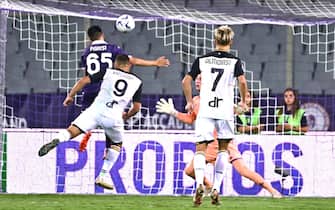Lecce's foward Nikola Krstovic scores during the Italian serie A soccer match ACF Fiorentina vs US Lecce at Artemio Franchi Stadium in Florence, Italy, 27 August 2023
ANSA/CLAUDIO GIOVANNINI