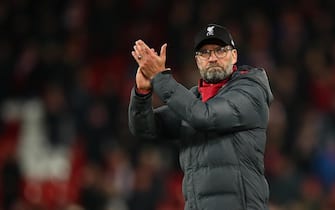 LIVERPOOL, ENGLAND - DECEMBER 04: Jurgen Klopp the head coach / manager of Liverpool celebrates winning the Premier League match between Liverpool FC and Everton FC at Anfield on December 4, 2019 in Liverpool, United Kingdom. (Photo by Robbie Jay Barratt - AMA/Getty Images)