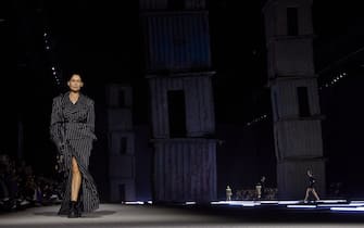 MILAN, ITALY - FEBRUARY 24: Laetitia Casta walks the runway at the Tod's fashion show during the Milan Fashion Week Womenswear Fall/Winter 2023/2024 on February 24, 2023 in Milan, Italy. (Photo by Pietro D'Aprano/Getty Images)