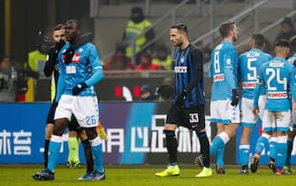 Napoli's Kalidou Koulibaly leaves the field after his expulsion during the Italian Serie A soccer match between FC Inter and SSC Napoli at Giuseppe Meazza stadium in Milan, Italy, 26 December 2018.
ANSA / Roberto Bregani