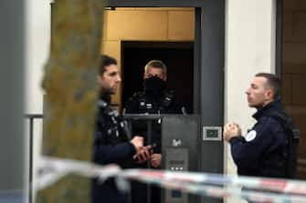 epa11044465 French police stand in front of a building where five bodies were found dead in Meaux, near Paris, France, 26 December 2023. Five bodies, of a mother and her four children were found dead by French police in an apartment on the evening of 25 December. Jean-Baptiste Bladier, the local prosecutor confirmed that a homicide investigation has been launched after the five bodies were found.  EPA/Christophe Petit Tesson