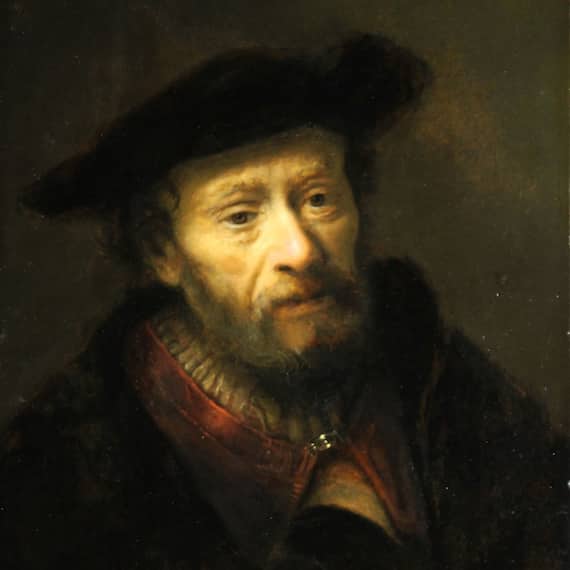 Studie af en ældre mand, ca. 1645-1649, Rembrandts værksted (tilskrevet). Deponeret på Nivaagaards Malerisamling