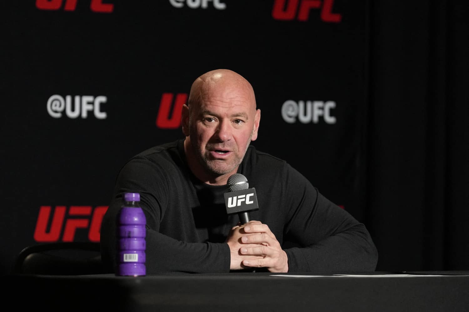 Dana White meets with the press following Vegas 67 at UFC Apex for UFC Fight Night - Vegas 67 - Strickland vs Imavov - Event on January 14, 2023 in Las Vegas, NV, USA. Photo by Louis Grasse/PxImages/ABACAPRESS.COM