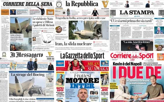 Le prime pagine dei quotidiani di oggi 13 giugno: la rassegna stampa