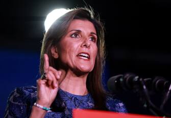 CONCORD, NEW HAMPSHIRE - JANUARY 23: Republican presidential candidate former U.N. Ambassador Nikki Haley delivers remarks at her primary night rally at the Grappone Conference Center on January 23, 2024 in Concord, New Hampshire. New Hampshire voters cast their ballots in their state's primary election today. With Florida Governor Ron DeSantis dropping out of the race Sunday, former President Donald Trump and former UN Ambassador Nikki Haley are battling it out in this first-in-the-nation primary. (Photo by Joe Raedle/Getty Images)