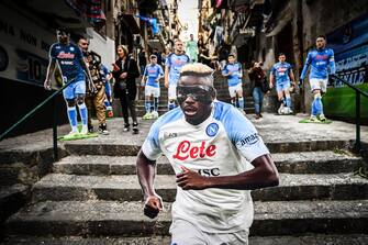 Sagome giocatori del Napoli nei Quartieri Spagnoli