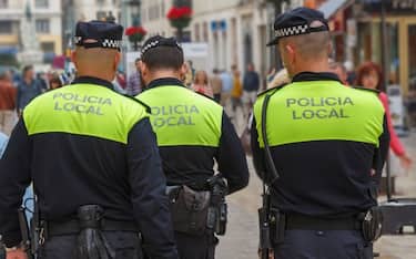 Malaga, Malaga Province, Costa del Sol, Andalusia, southern Spain. Three Policia Local. Local, or municipal police. (Photo by: Ken Welsh/Education Images/Universal Images Group via Getty Images)