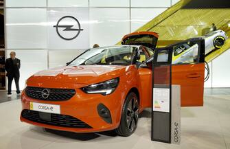 epa07834416 A Corsa-e car of Opel on display at the International Motor Show IAA in Frankfurt, Germany, 11 September 2019. The 2019 International Motor Show Germany IAA 2019, which this year promotes itself under the motto 'Driving tomorrow', takes place in Frankfurt am Main from 12 to 22 September 2019. The IAA 2019 will also feature numerous world premieres, and has a special focus on electric mobility and digitization.  EPA/RONALD WITTEK