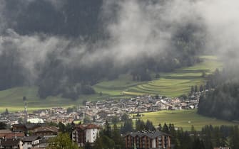 landscape, mountain and houses in vigo di fassa  in Trentino Alto Adige in Italy