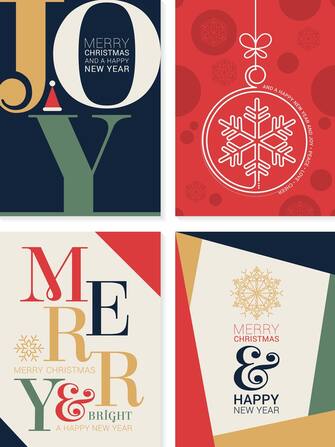 Merry Christmas and Happy new Year 2024 Greeting Cards collection