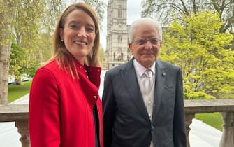 il presidente della Repubblica Sergio Mattarella e la presidente del Parlamento europeo Roberta Metsola