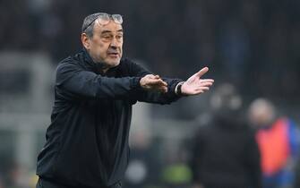 Lazio coach Maurizio Sarri gestures during the italian Serie A soccer match Torino FC vs SS Lazio at the Olimpico Grande Torino Stadium in Turin, Italy, 22 february 2024 ANSA/ALESSANDRO DI MARCO