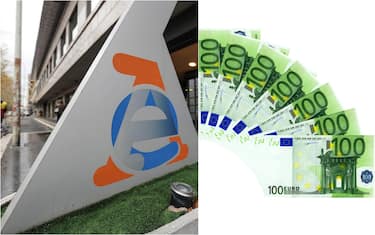 agenzia delle entrate e banconote da 100 euro