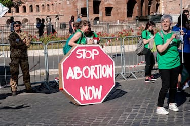 ROME, ITALY - MAY 20: Thousands of people attended the 7th edition of the "National March for Life", to reaffirm the yes to life and no to abortion and to euthanasia on May 20, 2017 in Rome, Italy. The march was attended by families, many young people, children, associations from around the world, many religious and volunteers, (Photo by Stefano Montesi/Corbis via Getty Images)