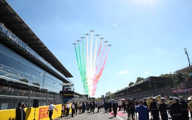  Display of the Frecce Tricolori aerobatic display team of the Italian Air Force during  the Formula One Grand Prix of Italy at the Autodromo Nazionale Monza race track in Monza, Italy, 11.  
ANSA / MATTEO BAZZI



