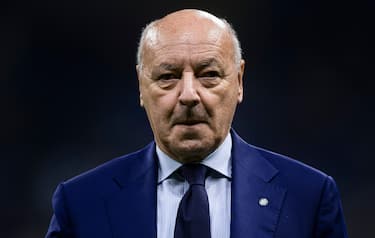 STADIO GIUSEPPE MEAZZA, MILAN, ITALY - 2023/10/03: Giuseppe Marotta (Beppe Marotta), CEO for sport of FC Internazionale, looks on prior to the UEFA Champions League football match between FC Internazionale and SL Benfica. FC Internazionale won 1-0 over SL Benfica. (Photo by Nicolò Campo/LightRocket via Getty Images)