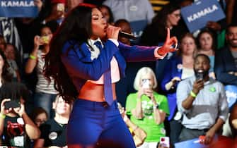 Mandatory Credit: Photo by Justin Kase Photography LLC/Shutterstock (14612036o)
Megan Thee Stallion
Megan Thee Stallion Attends Kamala Harris Campaign Rally, Atlanta, USA - 30 Jul 2024