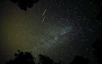 Mily Way view during the perseids meteor shower august 2013 in the Fontainebleau forest
